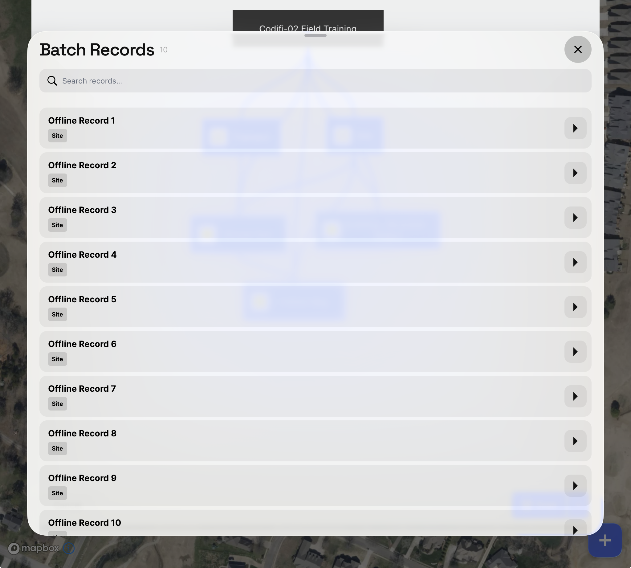 The Batch Records list showing pre-registered Records ready to select