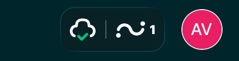 The navigation bar showing a cloud icon with a green check beside a Nearby icon with the number one